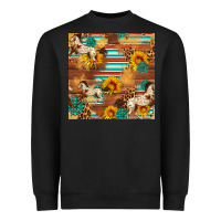 Black Western Horse Sunflowers Gemstone Seamless Pattern Heavyweight Sweatshirt - FaDigitalArtStudio
