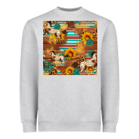 Heather Grey Western Horse Sunflowers Gemstone Seamless Pattern Heavyweight Sweatshirt - FaDigitalArtStudio