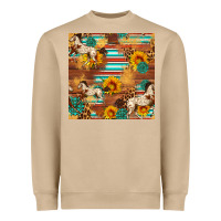 Mushroom Western Horse Sunflowers Gemstone Seamless Pattern Heavyweight Sweatshirt - FaDigitalArtStudio
