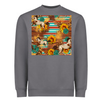 Storm Western Horse Sunflowers Gemstone Seamless Pattern Heavyweight Sweatshirt - FaDigitalArtStudio