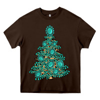 Chocolate Brown christmas tree with gemstones Heavy Core Tee - MaliasSmallBusiness