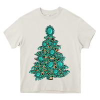 Cream christmas tree with gemstones Heavy Core Tee - MaliasSmallBusiness
