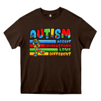 Chocolate Brown autism accept understand love different Heavy Core Tee - JahusDesignShop