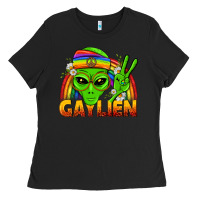 Black Gaylien LGBTQ Pride Ladies Tee - BundleAndBundleShop
