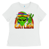 White Gaylien LGBTQ Pride Ladies Tee - BundleAndBundleShop