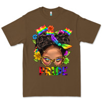 Cacao LGBTQ+ Messy Bun Mom Pride With Flower Premium Tee - BundleAndBundleShop