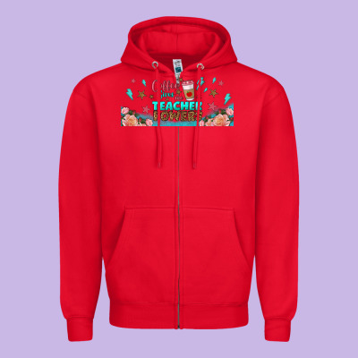 Coffe Gives Me Teacher Powers Libbey Glass Zipper Hoodie Designed By Bundleandbundleshop