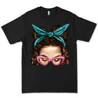 Black Messy Bun Mom With Leopard Bandana Premium Tee - BundleAndBundleShop