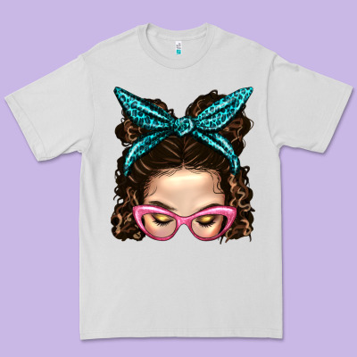 Messy Bun Mom With Leopard Bandana Premium Tee Designed By Bundleandbundleshop