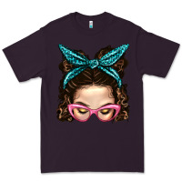 Plum Messy Bun Mom With Leopard Bandana Premium Tee - BundleAndBundleShop