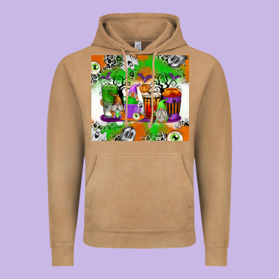 Halloween Coffee Cups Vintage Hoodie Designed By Texasbilliewilder