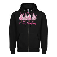 Black Merry Christmas Trees Zipper Hoodie - FaDigitalArtStudio