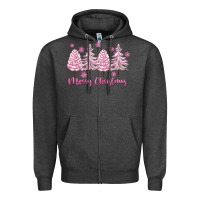 Charcoal Heather Merry Christmas Trees Zipper Hoodie - FaDigitalArtStudio