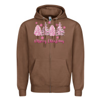 Chestnut Merry Christmas Trees Zipper Hoodie - FaDigitalArtStudio