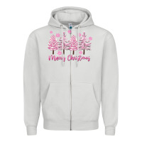 Dove Grey Merry Christmas Trees Zipper Hoodie - FaDigitalArtStudio