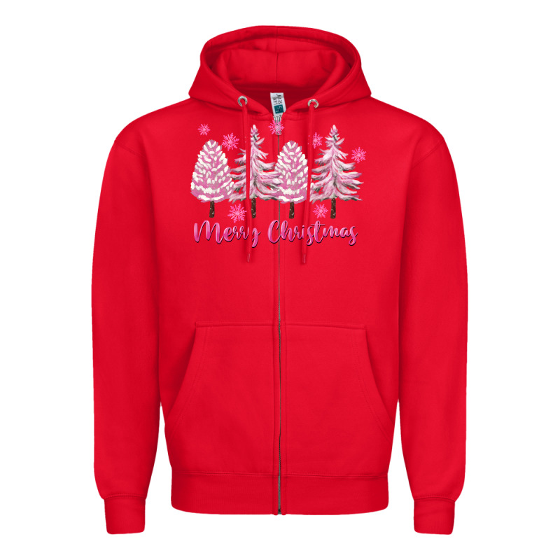 Merry Christmas Trees Zipper Hoodie by FaDigitalArtStudio | Teevron