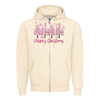 Sandshell Merry Christmas Trees Zipper Hoodie - FaDigitalArtStudio