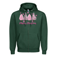 Sports Green Merry Christmas Trees Zipper Hoodie - FaDigitalArtStudio