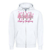 White Merry Christmas Trees Zipper Hoodie - FaDigitalArtStudio