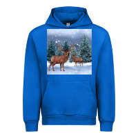 Cobalt winter deer Urban Hoodie - BarkalooDesign