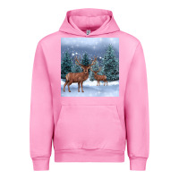 Fuchsia Pink winter deer Urban Hoodie - BarkalooDesign