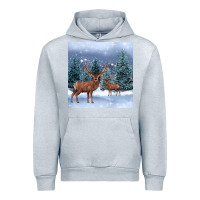 Heather Grey winter deer Urban Hoodie - BarkalooDesign