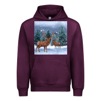 Mauve Wine winter deer Urban Hoodie - BarkalooDesign