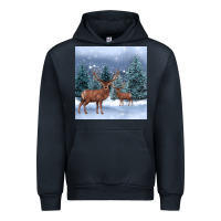 Navy winter deer Urban Hoodie - BarkalooDesign