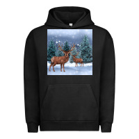 Pigment Black winter deer Urban Hoodie - BarkalooDesign