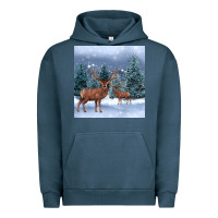 Pigment Midnight Navy winter deer Urban Hoodie - BarkalooDesign