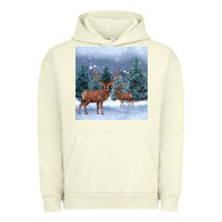 Pigment Pistachio winter deer Urban Hoodie - BarkalooDesign