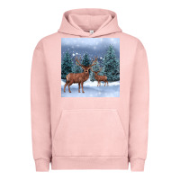 Pigment Salmon winter deer Urban Hoodie - BarkalooDesign