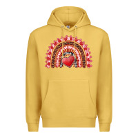 Antique Gold valentines day rainbow with heart Premium Hoodie - RanaPortraitStore