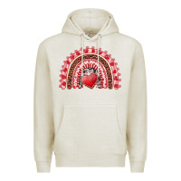 Oatmeal Heather valentines day rainbow with heart Premium Hoodie - RanaPortraitStore