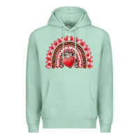 Seafoam valentines day rainbow with heart Premium Hoodie - RanaPortraitStore