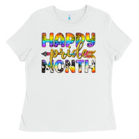 White Western Happy Pride Month LGBTQ+ Ladies Tee - BundleAndBundleShop