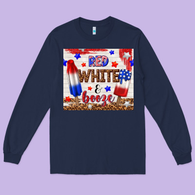 Red White And Booze Long Sleeve Tee Designed By Tumblerdesignbyshophia