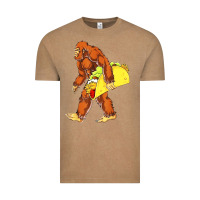Vintage Coffee bigfoot carrying taco Vintage Tee - DesigneFamous