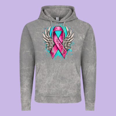 Cancer Ribbon With Angel Wings Vintage Hoodie Designed By Nancycooperartshop