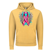 Vintage Mustard cancer ribbon with angel wings Vintage Hoodie - NancyCooperArtShop