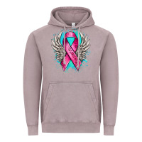 Vintage Zinc cancer ribbon with angel wings Vintage Hoodie - NancyCooperArtShop