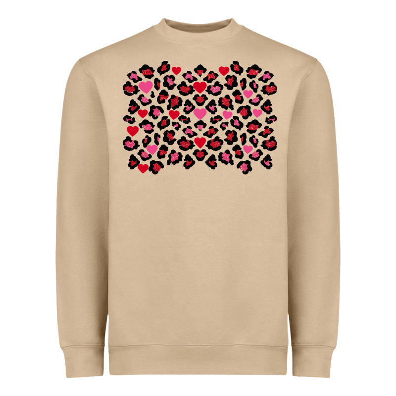 Valentine's Day Leopard And Heart Background Heavyweight Sweatshirt by FaDigitalArtStudio | Teevron