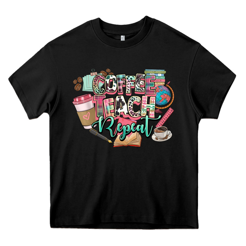 Coffee Teach Repeat Teacher Heavy Core Tee by NancyCooperArtShop | Teevron