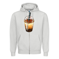 Dove Grey Bobba cup Zipper Hoodie - FaDigitalArtStudio