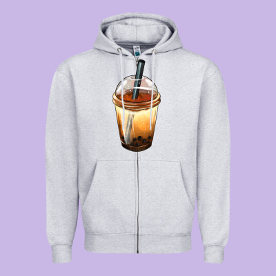 Bobba Cup Zipper Hoodie Designed By Fadigitalartstudio