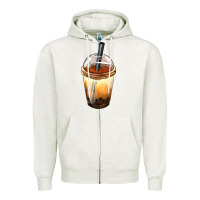 Oatmeal Heather Bobba cup Zipper Hoodie - FaDigitalArtStudio
