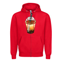 Red Bobba cup Zipper Hoodie - FaDigitalArtStudio