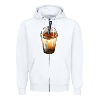 White Bobba cup Zipper Hoodie - FaDigitalArtStudio