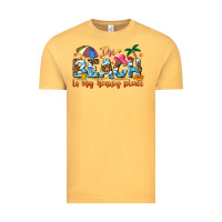 Vintage Mustard the beach is my happy place Vintage Tee - NancyCooperArtShop