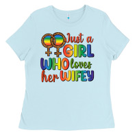 Baby Blue Just A Girl Who Loves Her Wifey Ladies Tee - BundleAndBundleShop